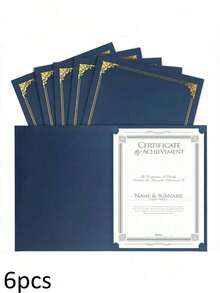 SHEIN 1 件/6 件/10 件/20 件证书文件夹，海军蓝证书封面，证书文件夹，带金箔边框的证书文件夹，信纸尺寸 21.59 厘米 X 27.94 厘米，证书，证书，文件，奖品盒