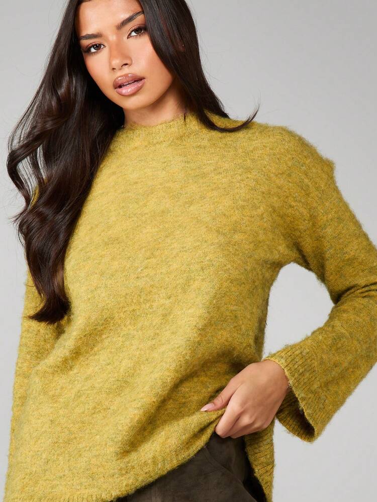MISSGUIDED Luźny sweter z okrągłym dekoltem i długim rękawem, jesienno-zimowy, przytulny, gruby sweter