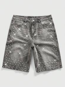 ROMWE MEN Street Life Herrshorts med pärlor och diamanter i lösvikt