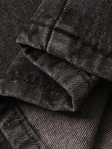 FRIFUL Women's High Waist Lace-Up Retro Casual Loose Straight Leg Jeans - Black - View 8