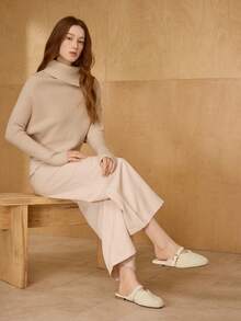 MOTF GIÀY MULE LÔNG NHÂN MŨI TRÒN BẰNG MÀU BE DÀNH CHO NỮ, TỐI GIẢN & THANH LỊCH - Màu be - Xem 7