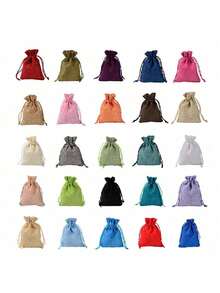 20个装，2种小尺寸，20种颜色，黄麻礼品袋，可重复使用收纳袋，珠宝袋，化妆袋，带抽绳，适用于珠宝、化妆品、工艺品、派对、婚礼、圣诞节等场合，亚麻包装袋，圣诞节 - 彩色 - 查看 3