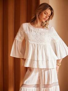 Lullawish Bộ đồ ngủ dệt Bohemian dành cho nữ - trắng - Xem 3