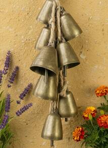 Cirelle 工艺铃铛铜铃风铃挂饰一串8个组合家居装饰可挂风铃进屋做门铃婚庆节日装饰品 - 銅色 - 查看 1