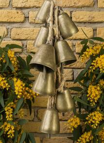 Cirelle 工艺铃铛铜铃风铃挂饰一串8个组合家居装饰可挂风铃进屋做门铃婚庆节日装饰品 - 銅色 - 查看 6