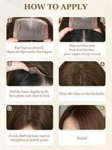 Topper per capelli da donna 3,1*4,7 pollici, 100% capelli veri umani, colore #4# marrone medio, per donne con diradamento o perdita di capelli, con base in pelle e pizzo, extension per capelli molletta-in, fermaglio per capelli a fiore