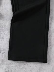 SHEIN بنطلون أسود ناعم مريح وعصري مناسب للمراهقين، مناسب للخارج والرياضة والمدرسة، قابل للارتداء في مختلف المناسبات، مزود بخصر مطاطي أبيض، قطعة أساسية أنيقة للخريف/الشتاء - الأسود - مشاهدة 7