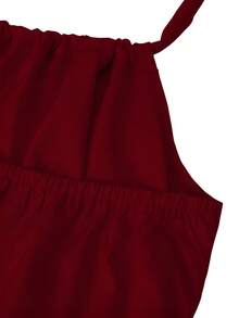 SHEIN Clasi Plus Size Elegant Solid Color Backless Halter Dress, Summer - Burgundy - View 5
