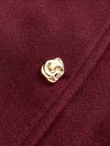 Maija 2025秋冬现代都市长袖金属纽扣女式外套，女士冬季外套，女士冬季，圣诞节，新年，新年，新年女士，新年派对，红色外套 - 酒紅色 - 查看 10