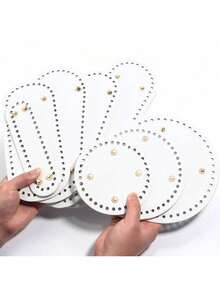 1pc Handmade PU Leather Oval Woven Bag Bottom Board, High Quality PU Leather Durable, Waterproof Bottom Insert, Suitable For Crochet, Sewing And DIY Crafts - Multicolor-oval - View 4