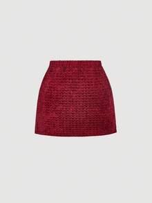 SHEIN MOD 2 件套灰色双排扣 V 领背心和裤子套装，办公室着装，复古优雅风格，学院时尚，专业，女装 - 酒紅色 - 查看 7
