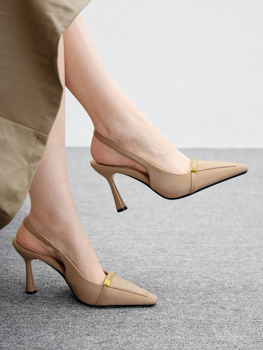 CUCCOO BIZCHIC Women's Fashion Black Patent Leather Slim High Heel Pumps, Suitable For Commuting, Dates, Gatherings, Parties And Other Occasions - Khaki - View 1