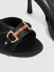 CUCCOO SZL Giày sandal cao gót hở mũi thời trang nữ - màu đen - Xem 5
