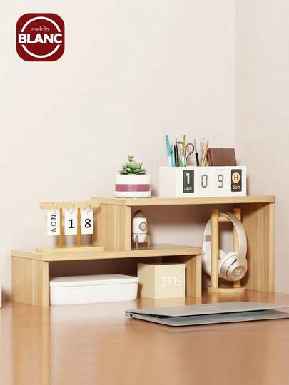Madebyblanc 1PCScalable Long And Short Desktop Layered Storage Desk With A Simple Multifunctional Small Storage Rack And An Elevated Shelf