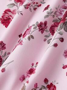 SHEIN MOD 女士碎花褶皱系带休闲迷你连衣裙 - 彩色 - 查看 6