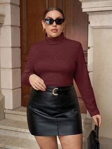 SHEIN Clasi Maglione lavorato a maglia con bottoni in perla, casual ed elegante per l'ufficio, taglie comode - Bordò - Visualizzare 4