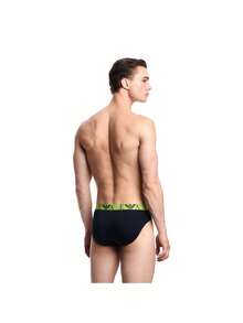 3 Pack Men's Boxers - Navy Blue and Lime Green and Dark Green - View 4