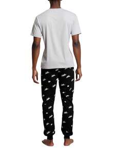 Lacoste Men's Pyjama Set Grey Black - Argent Chine/Noir-Blanc - View 2