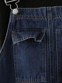 EMERY ROSE 女士口袋设计阔腿宽松休闲牛仔连体裤