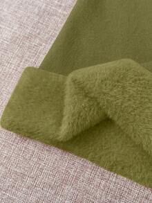 Franclia 女士纯色高领长袖休闲毛衣，带保暖内衬，秋冬季 - 橄欖綠 - 查看 4