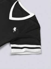 SHEIN 女士V领马匹标志印花圆领T恤图案T恤女式上衣 - 彩色 - 查看 3