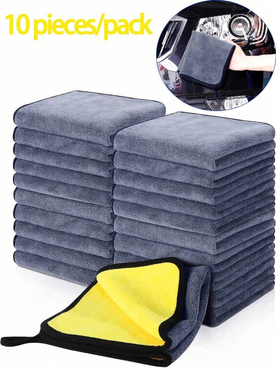 10pcs/Pack Car Wash Microfiber Towel Car Cleaning Drying Cloth Hemming Car Care Cloth Detail Care Car Wash Towel