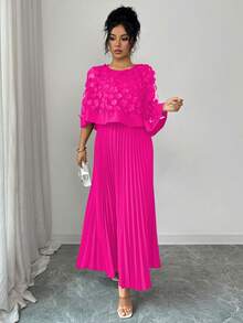 Elenzga Women's Wedding/Birthday Party/Event Dress, Suitable For Autumn - Hot Pink - View 4