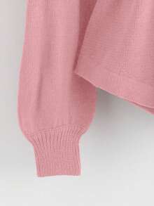 GlowEve New Elegant Button Decor Pullover Sweater, Minimalist European & American Style Fashion Knit Top - Pink - View 3