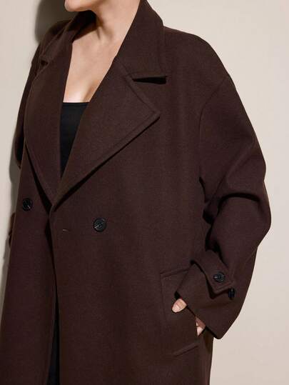 Aveloria Modichic معطف صوفي ناعم مزين بجيب للنساء ذوات الحجم الكبير