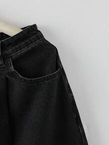 EMERY ROSE Quần jeans ống loe giặt thường ngày dành cho nữ - màu đen - Xem 5