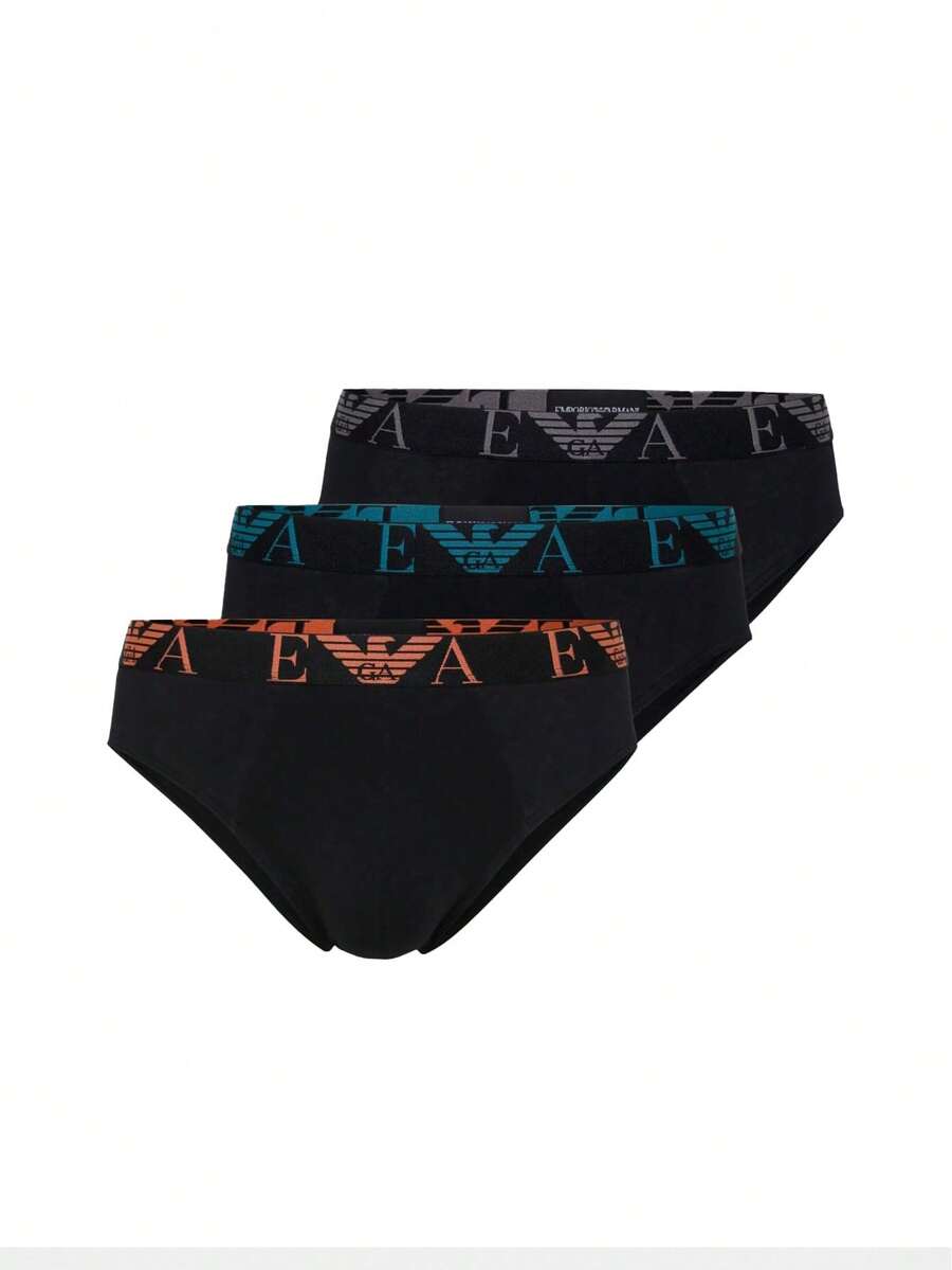 Emporio Armani 3 Pack Men's Boxers - Black - View 1