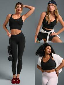 GLOWMODE FeatherFit™ U Back Cropped Active Tank Top Low Impact Yoga Daily Fall Winter