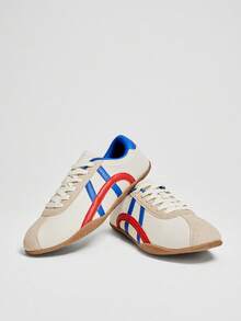 Solezae #RetroDrive 女士红蓝条纹圆头轻便舒适白色复古运动鞋 – 轻便、运动、引人注目。 - 彩色 - 查看 7