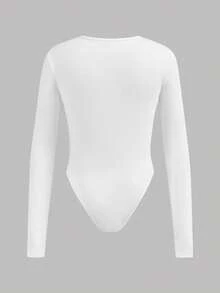 SHEIN Girlism Bộ đồ liền thân dài tay cổ tròn thoải mái, đơn giản, thoải mái, đa năng, ôm vừa vặn dành cho bé gái tuổi mới lớn, nhiều mẫu mã - Xám - Xem 5
