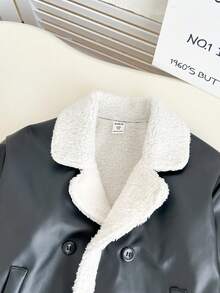 Genkimix Kids Young Girl Korean Style Cool Street Faux Leather Jacket, Winter