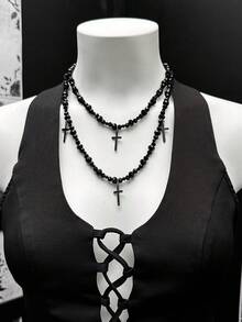EgrlEra Conjunto de 2 peças feminino: top frente única com decote nas costas e saia com fenda. - Preto - Ver 5
