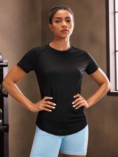 Tee-shirt de sport à compression avec torsion avant, respirant, pour femmes, pour la gym