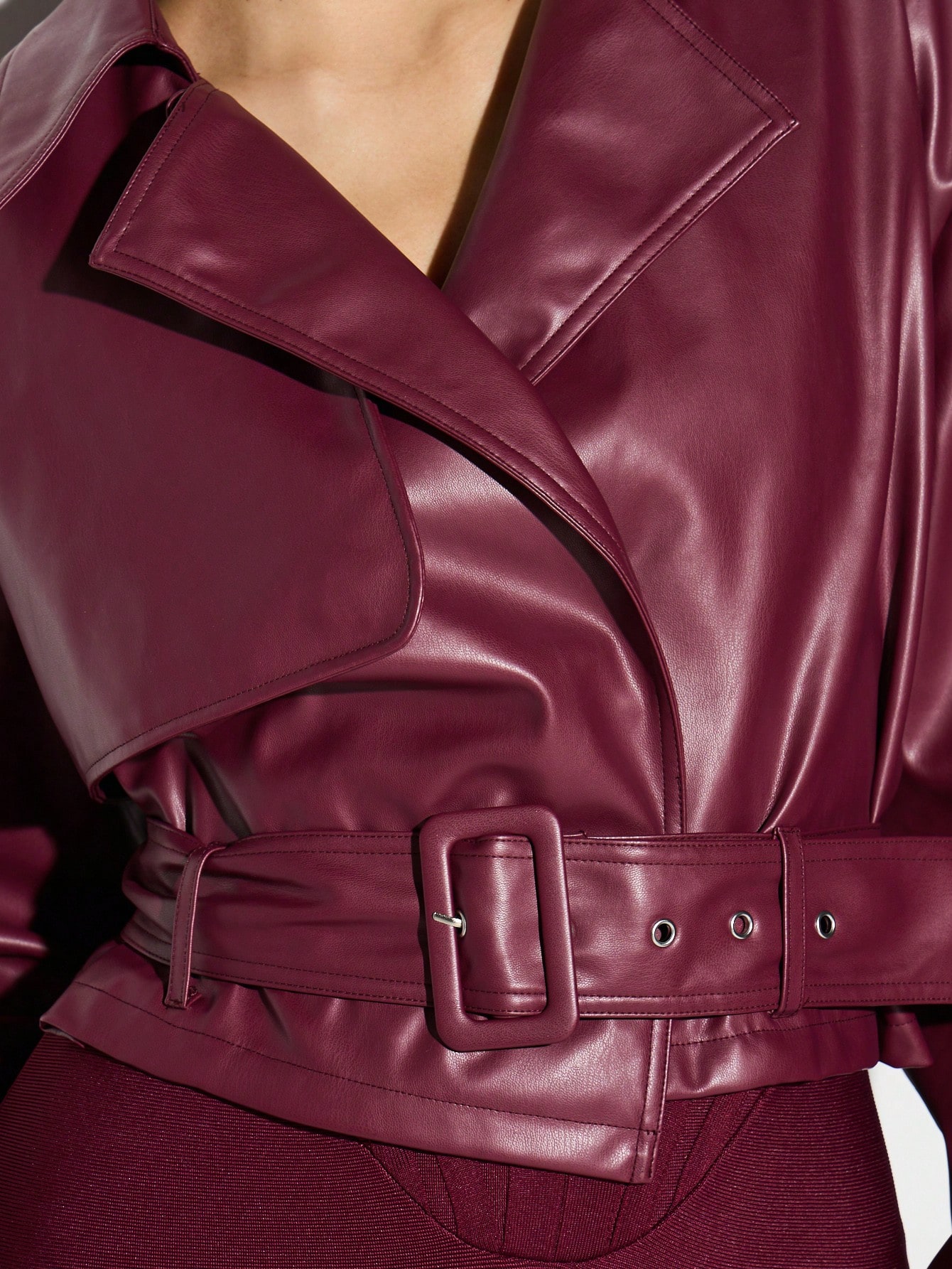 KIZN Cropped Leather Trench With Belt