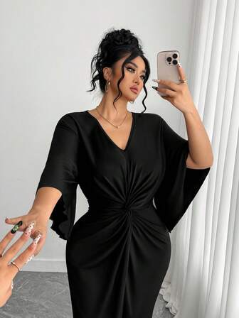 SHEIN CURVE+ Plus Size Dam Elegant Bodycon Klänning
