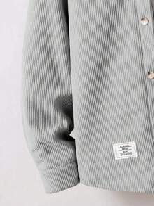 SHEIN Áo khoác nỉ nhung kẻ có mũ trùm đầu đơn giản dành cho bé trai - Xám - Xem 6