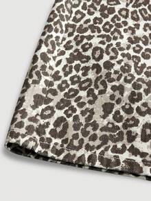 SHEIN Girlism Tween Girls' Drawstring Waist Leopard Print Wide Leg Loose Casual Jeans - Multicolor - View 4