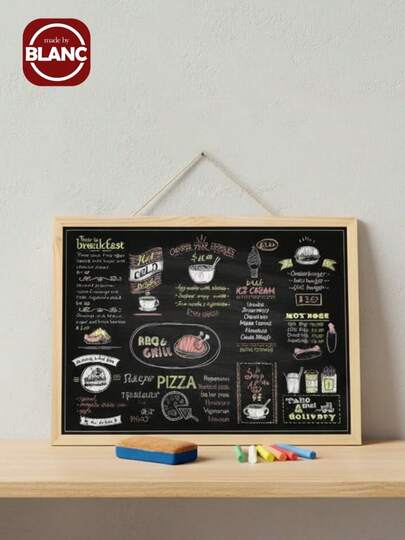 Madebyblanc 1 块木制小黑板，时尚双面悬挂留言板，DIY 手写广告菜单展示，橡木框架软木板，办公室和家居装饰，家庭和学校的留言板或愿景板