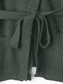 GlowEve Áo len cardigan cổ chữ V mới dành cho nữ, phong cách Âu Mỹ, phối màu thanh lịch, thời trang tối giản - xanh quân đội - Xem 4