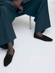 Mnmlis Zapatos de mujer tipo mula con estilo retro británico, nuevos de primavera/verano, zapatos planos casuales y versátiles tipo slip-on de color negro para uso al aire libre - Negro - Ver 9