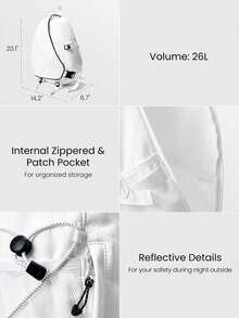 GLOWMODE Túi đeo chéo tennis Ace 26L, dây đeo điều chỉnh được, đa năng, chống nước, có khóa kéo, thích hợp cho hoạt động thể thao hàng ngày, mùa xuân hè. - trắng - Xem 5