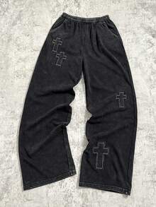 Coolqubz Teenage Boys' Casual Street Fashion Distressed Patch Design Pants, Stylish And Cool For Street Wear - Black - View 1