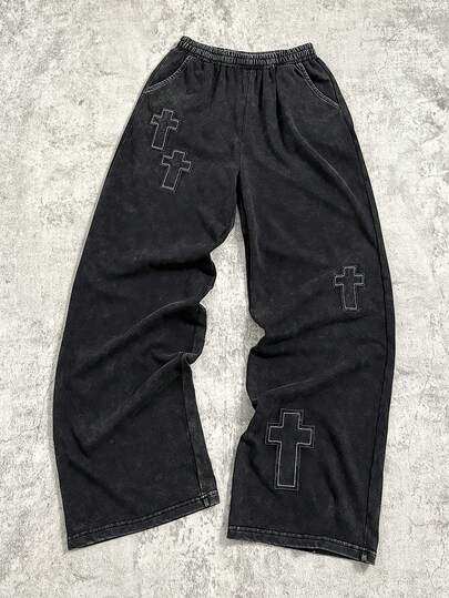 Coolqubz Teenage Boys' Casual Street Fashion Distressed Patch Design Pants, Stylish And Cool For Street Wear