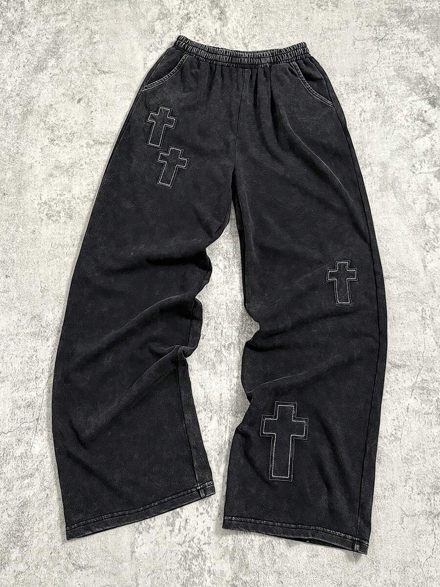 Coolqubz Teenage Boys' Casual Street Fashion Distressed Patch Design Pants, Stylish And Cool For Street Wear - Black - View 1