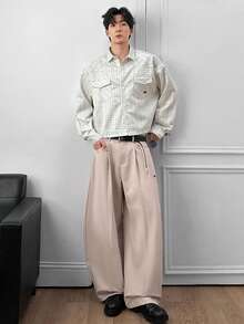 ESTAVOR 男士时尚百搭通勤粉色牛仔裤 - 粉色 - 查看 2