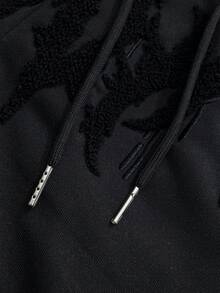 ROMWE MEN Men's Elastic Waist Drawstring Creative Cross Pattern Straight Loose Sweatpants - Black - View 4